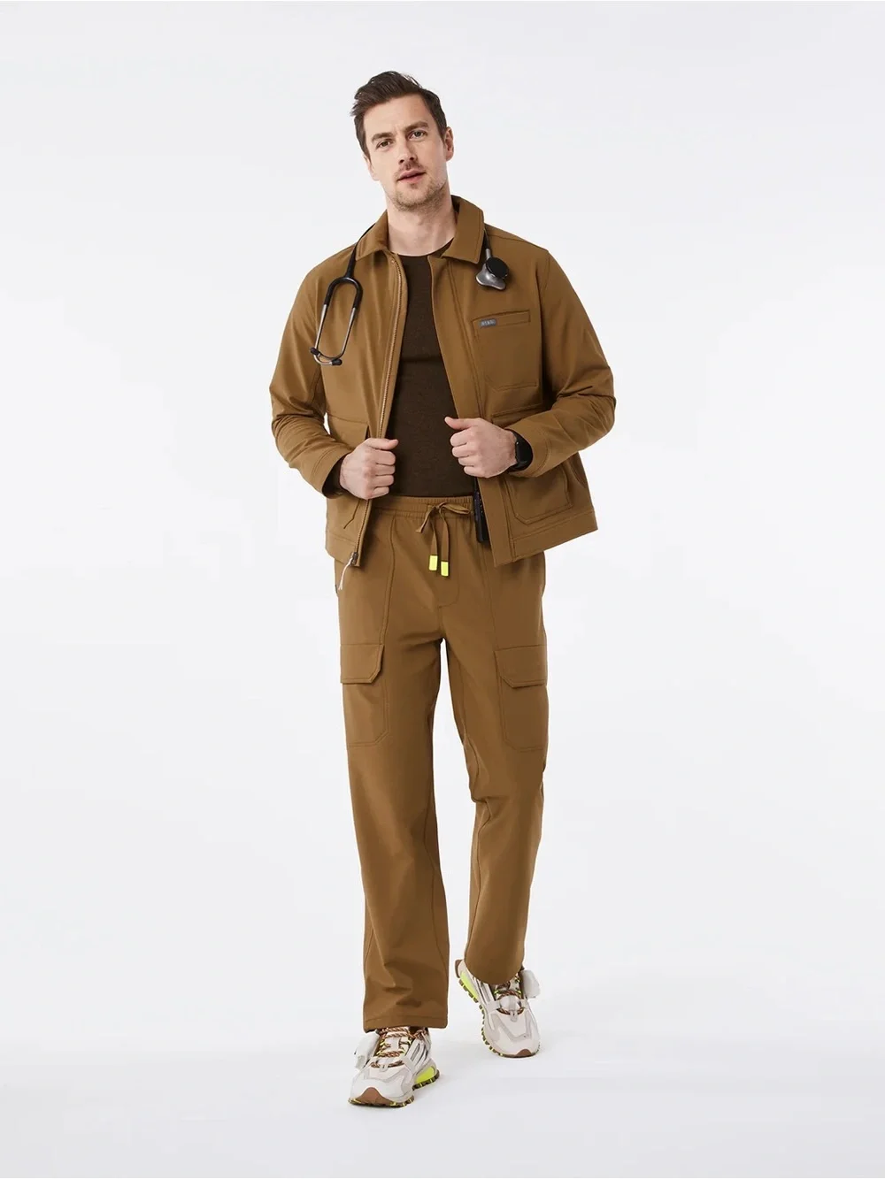 NWT FIGS Men’s Indestructible Cargo Scrub Pant Earth Tan Brown Ripstop XS Reg